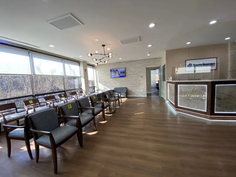waiting room chairs and front desk