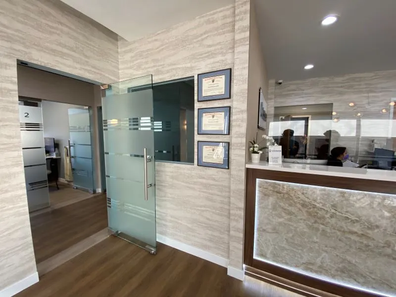 Front desk and the door to exam rooms